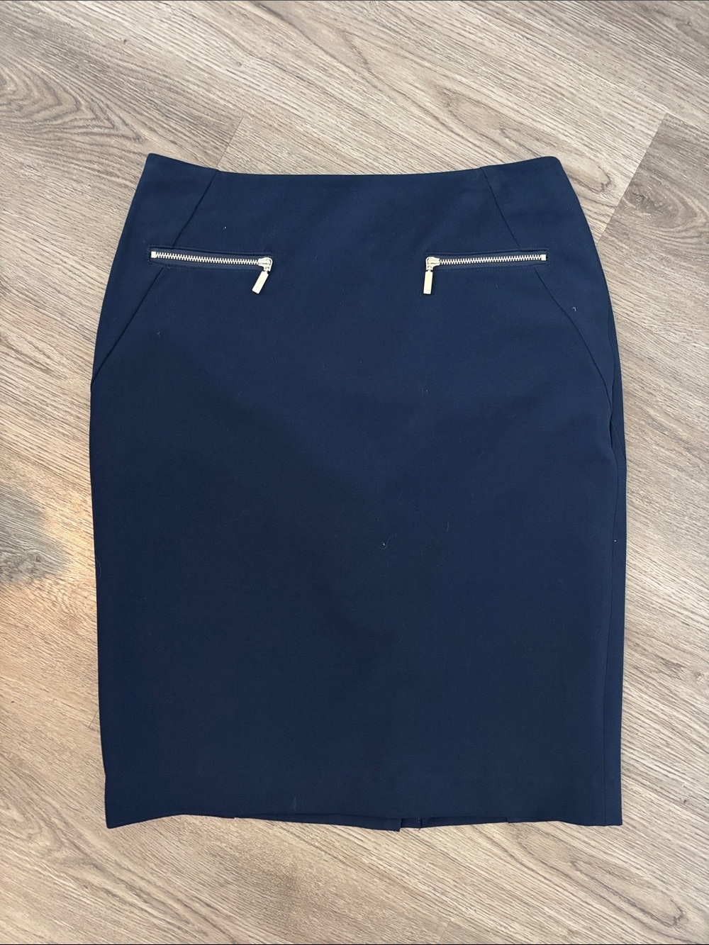Tommy Hilfiger Classic Navy Lined Pencil Skirt with Gold Zippers
